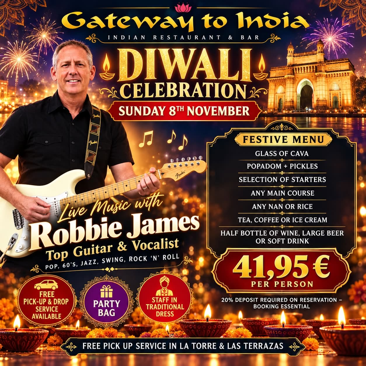 Celebración de Diwali con Música en Directo de Robbie James